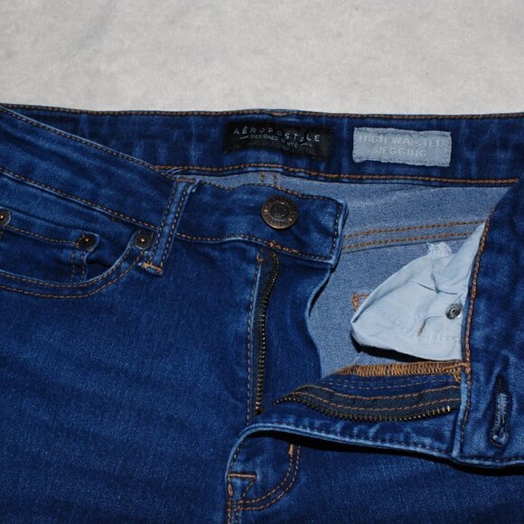 Jegging High Waist 28” Inseam Aeropostale Size 4 reg Dark Blue Jeans EUC - Picture 3 of 6